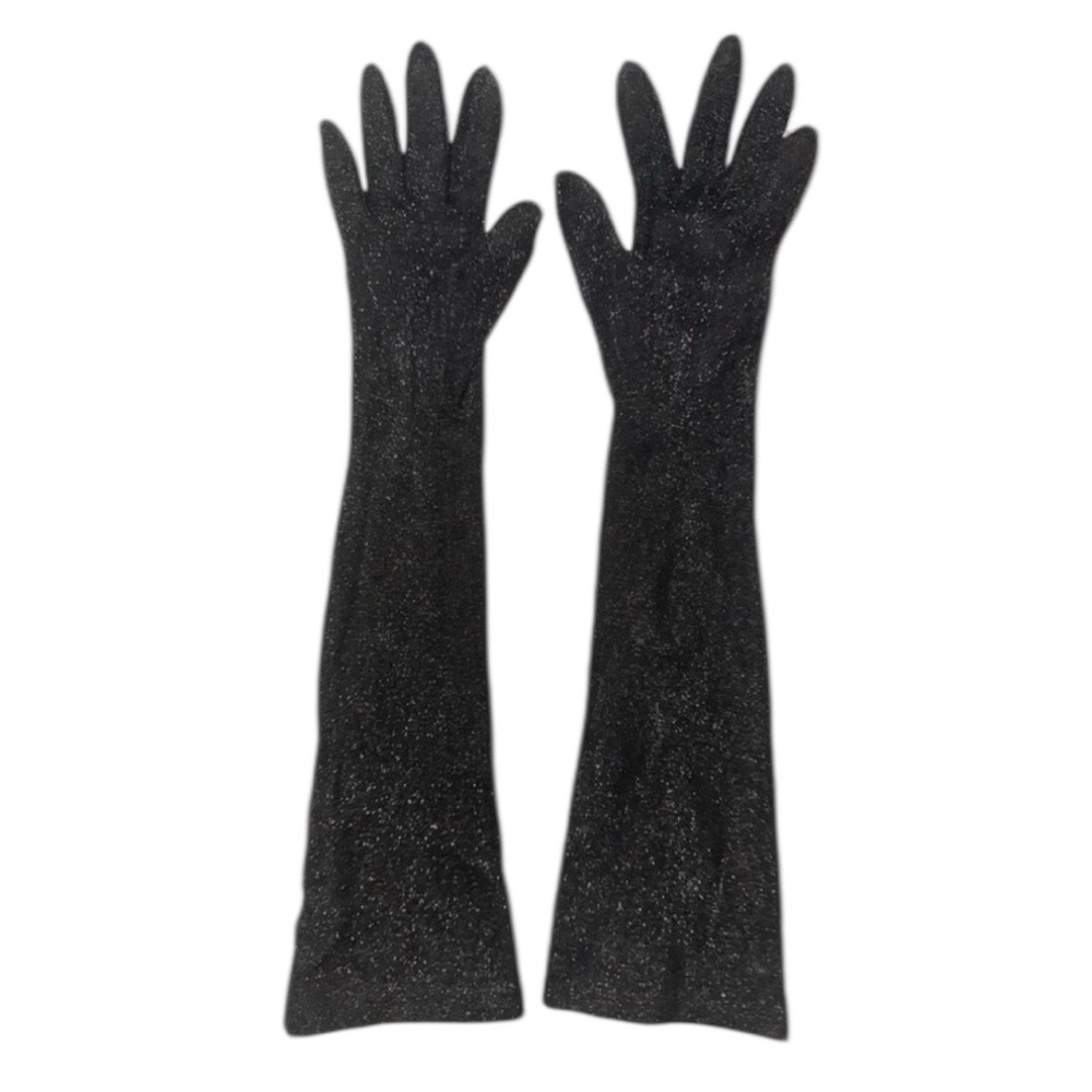 Vintage Kayser Sparkling Long Black Evening Gloves